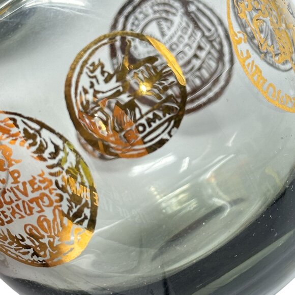 Federal Glass Roman Coin Roly Poly Smoky Lowball Cocktail Glasses MCM - Picture 10 of 13